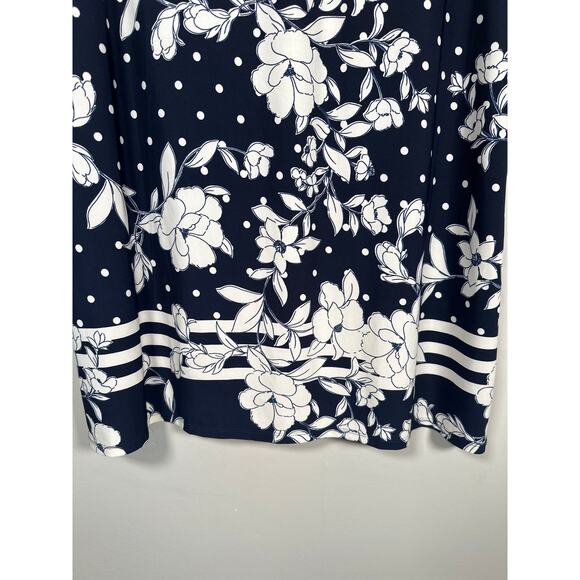 Eliza J Floral and Dot Print Shift Dress Womens Size 18 Navy White - Picture 4 of 9